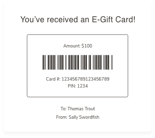sample receipt code of e-gift card