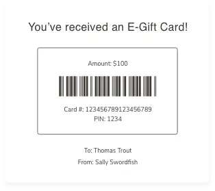 sample receipt code of e-gift card